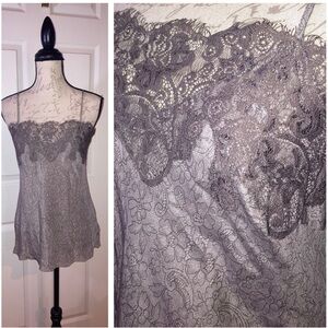NWT Gold Hawk Silk Lace Trim Camisole Lingerie Grey sz Small